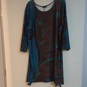 Elegant Teal and Brown Tunic Top